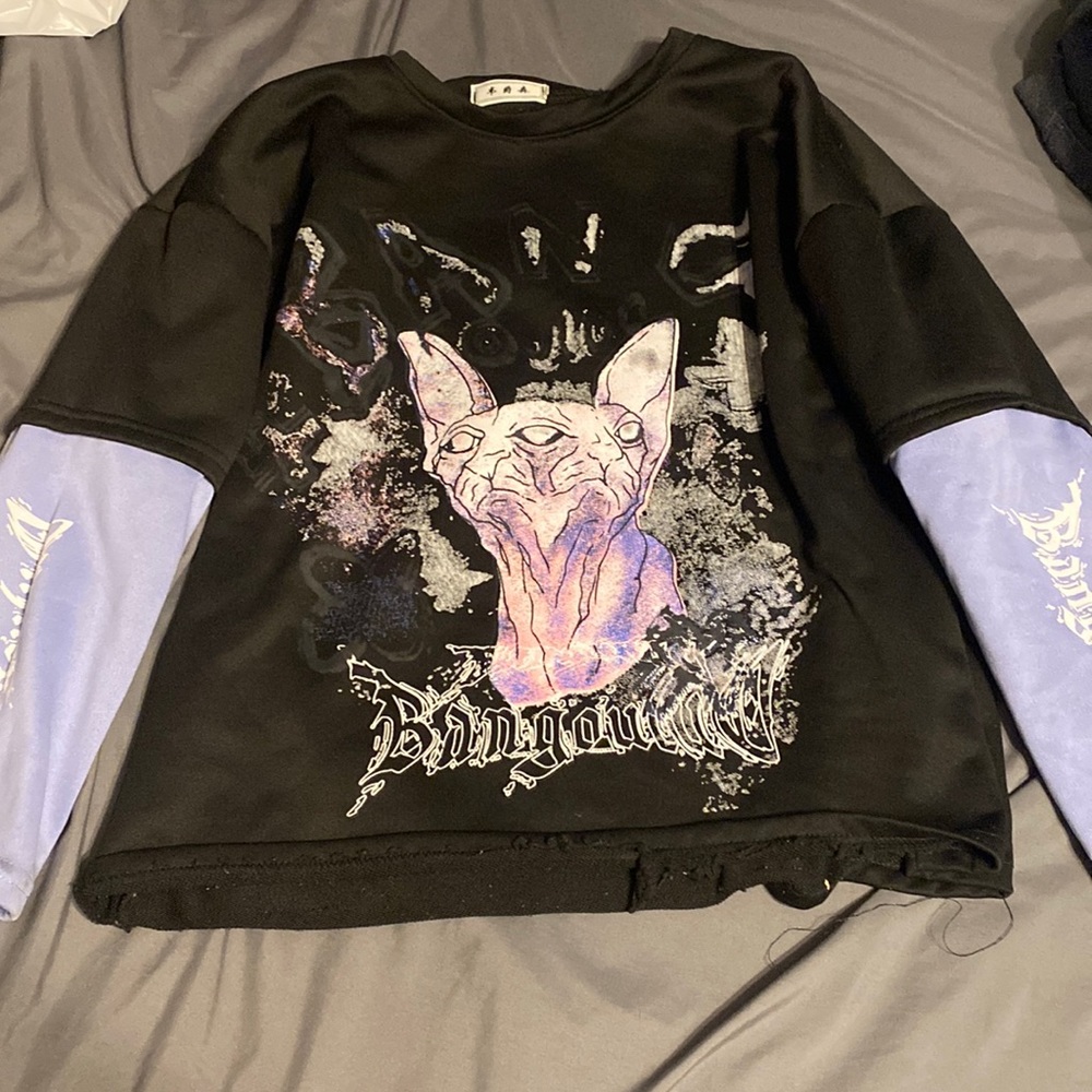 Black and purple long sleeved shirt